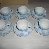 Service à café en grès bleu & blanc