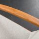 Pair of Kai Kristiansen Paperknife lounge chairs in teak and natural wool