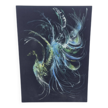 Peinture sur toile représentant un phoenix, 1987