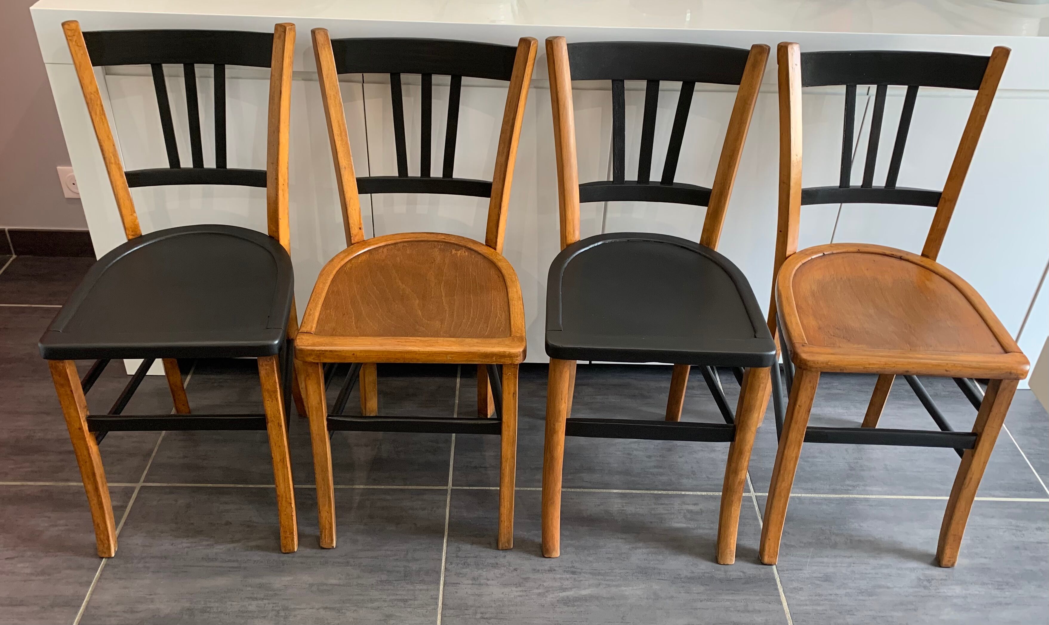 Series of 4 bistro chairs "Luterma" vintage 1960s