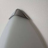 Pair of vintage wall lights, chrome and sandblasted glass, Italy 1980.