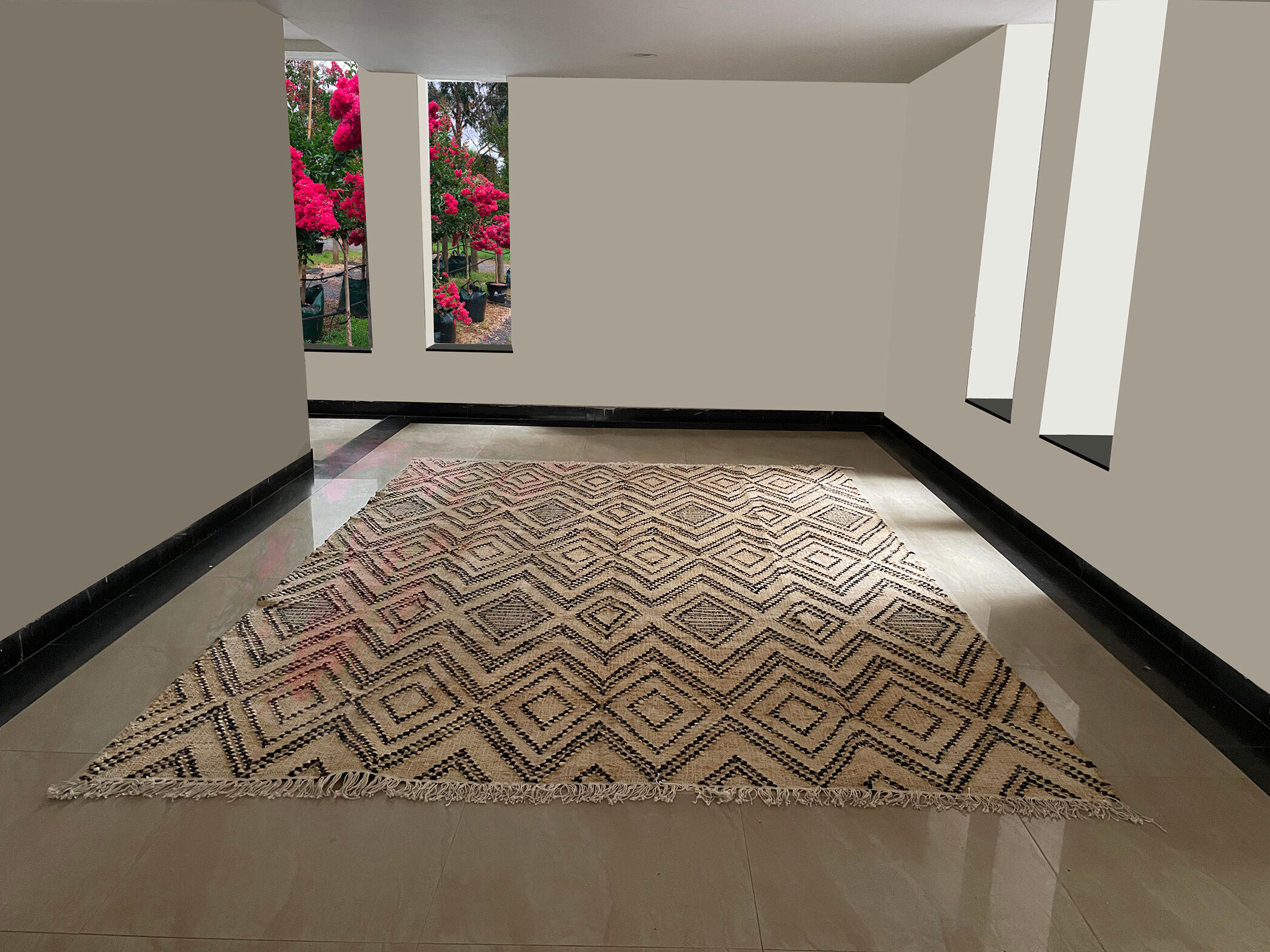 Tapis kilim, chanvre et coton tissé à la main