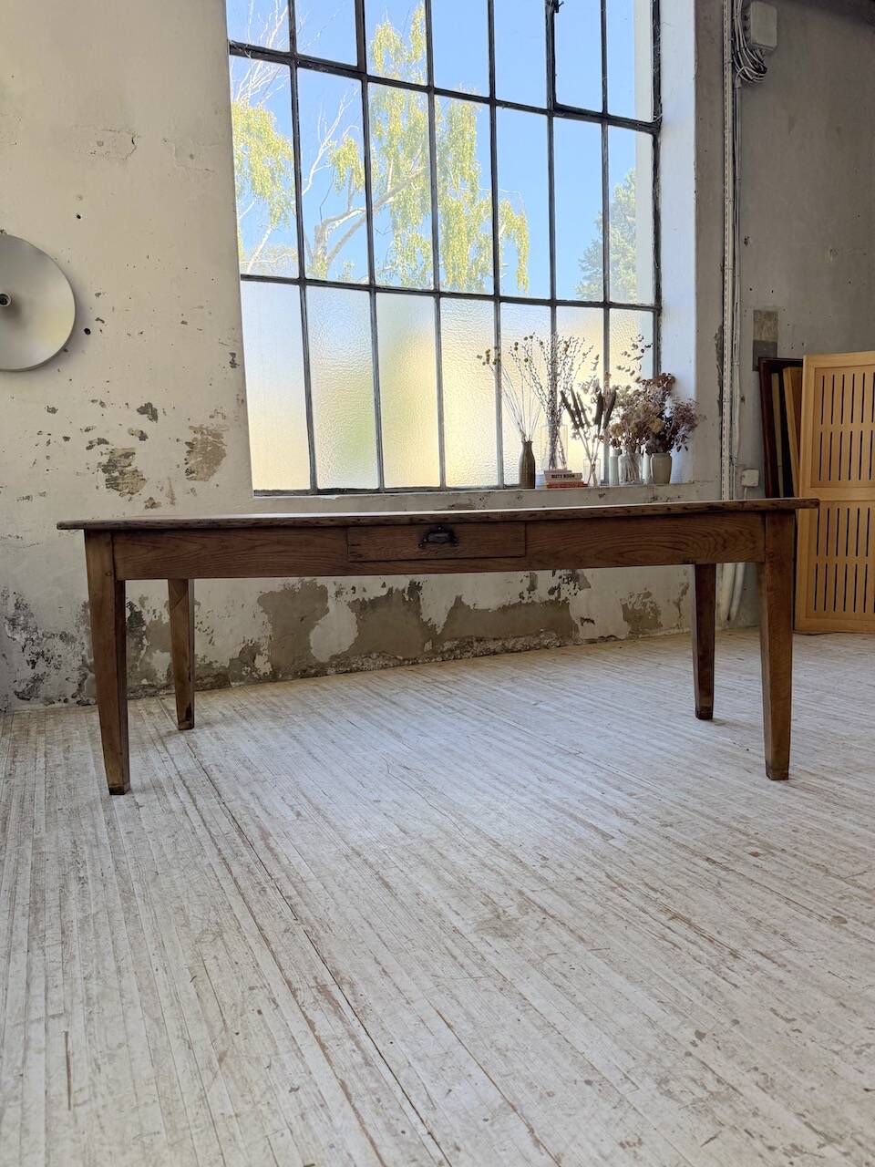 Pine and oak + walnut farmhouse table 1950