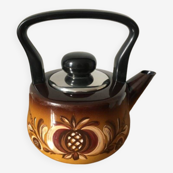 Enameled kettle with vintage stylized patterns. German brand ASTA