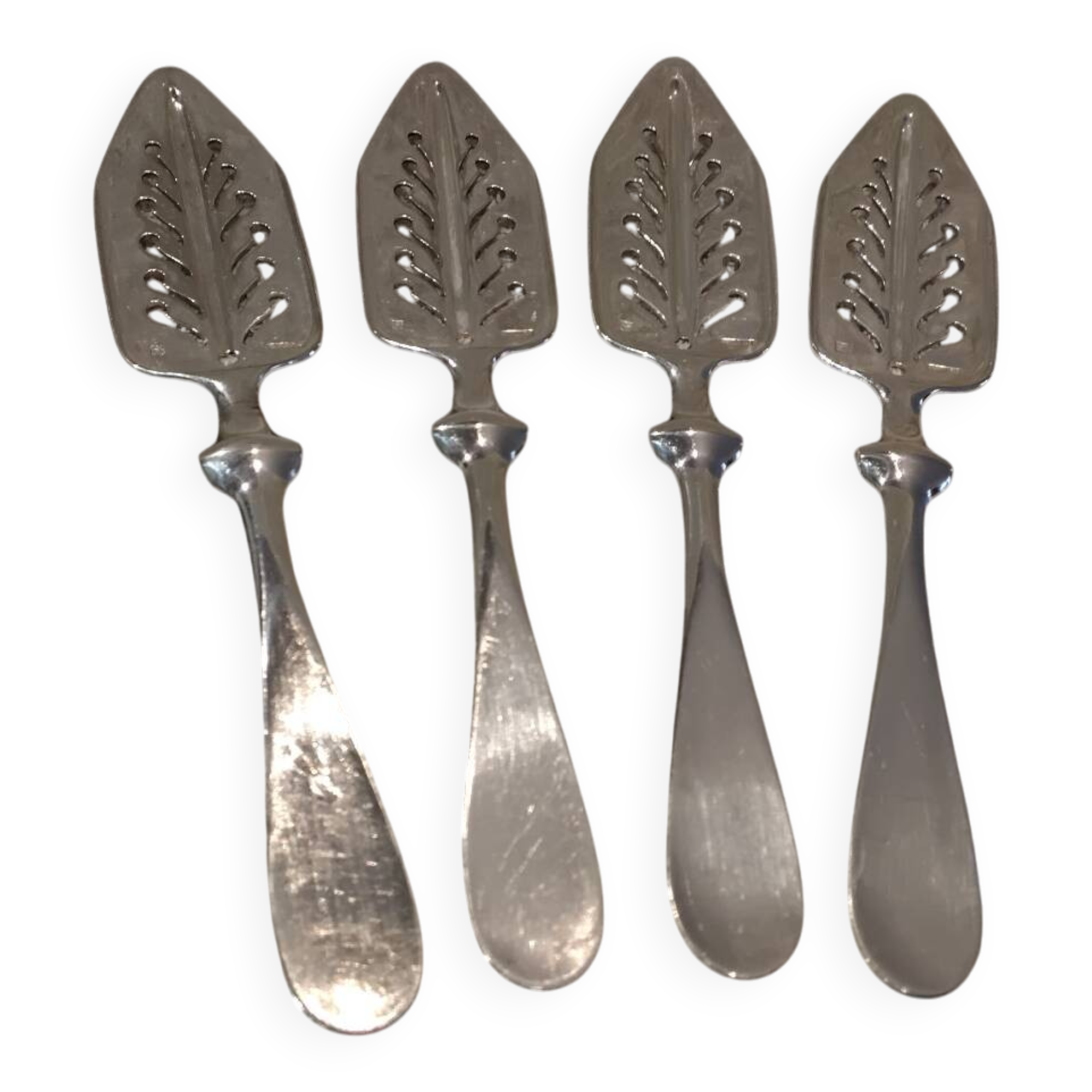 4 silver-plated absinthe spoons by Christofle, 17.5cm