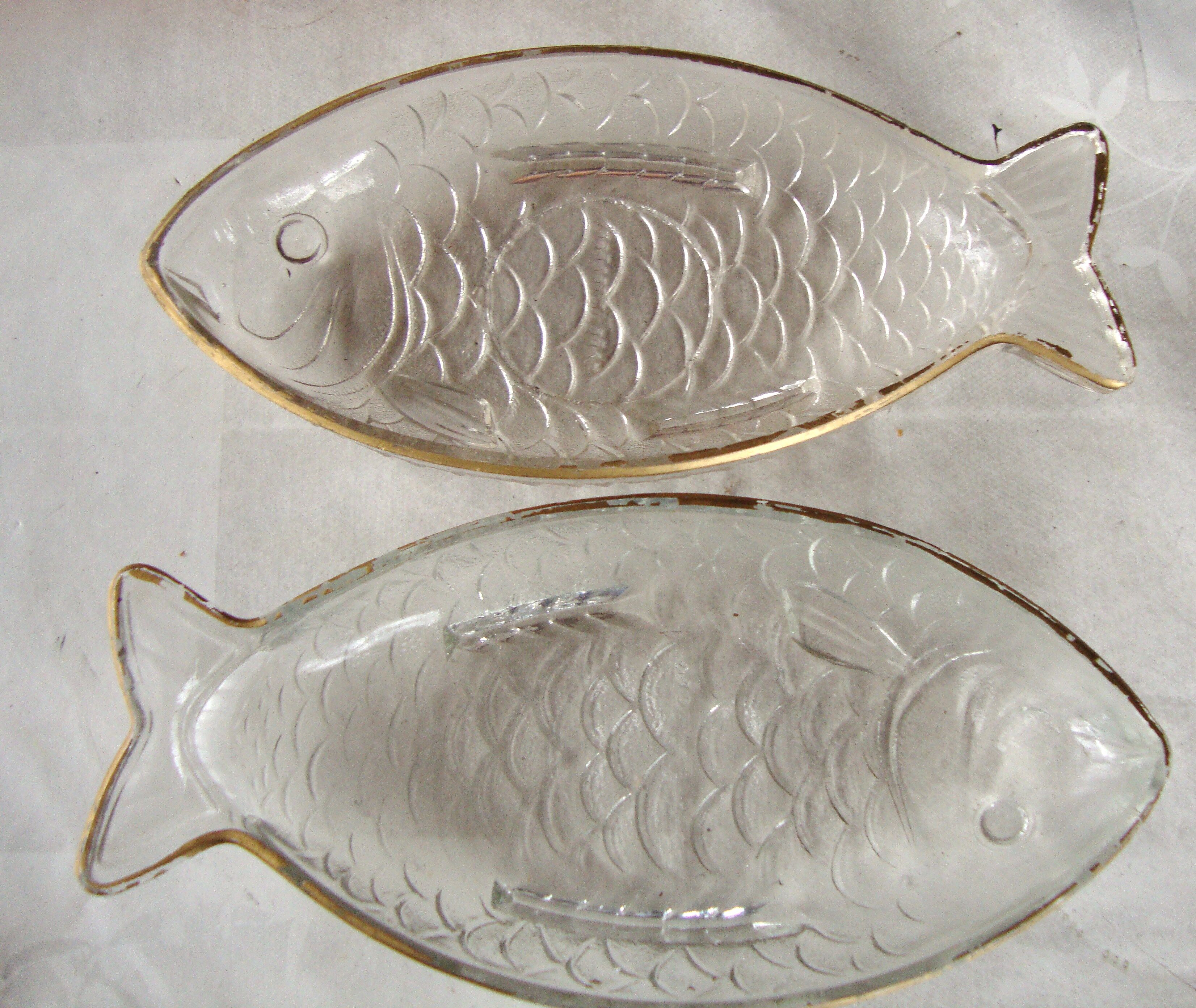 Pair of vintage glass ravier