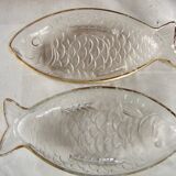 Pair of vintage glass ravier