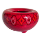 Vintage bright red enamel ceramic tripod vase