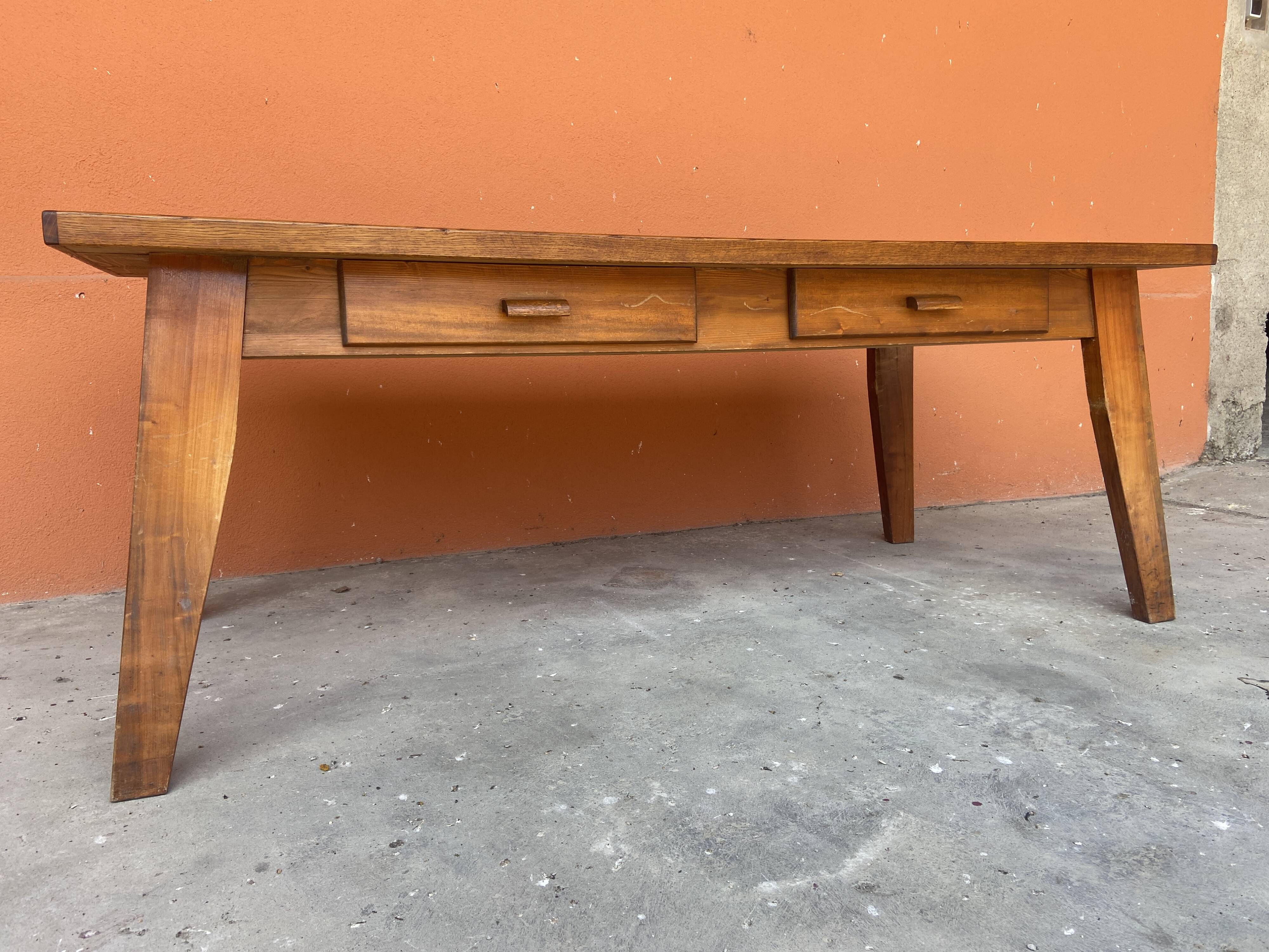 Farmhouse table Scandinavian brutalist dining table vintage 1960s legs com