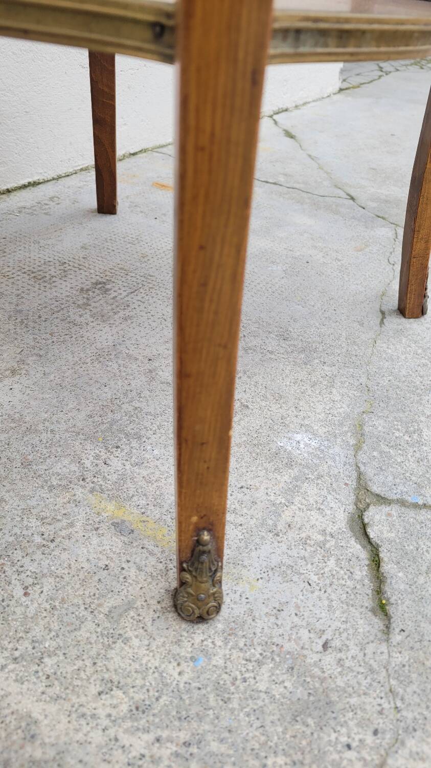 Selette pedestal side table Louis XV style with decorated marquetry and rosewood - 1900s