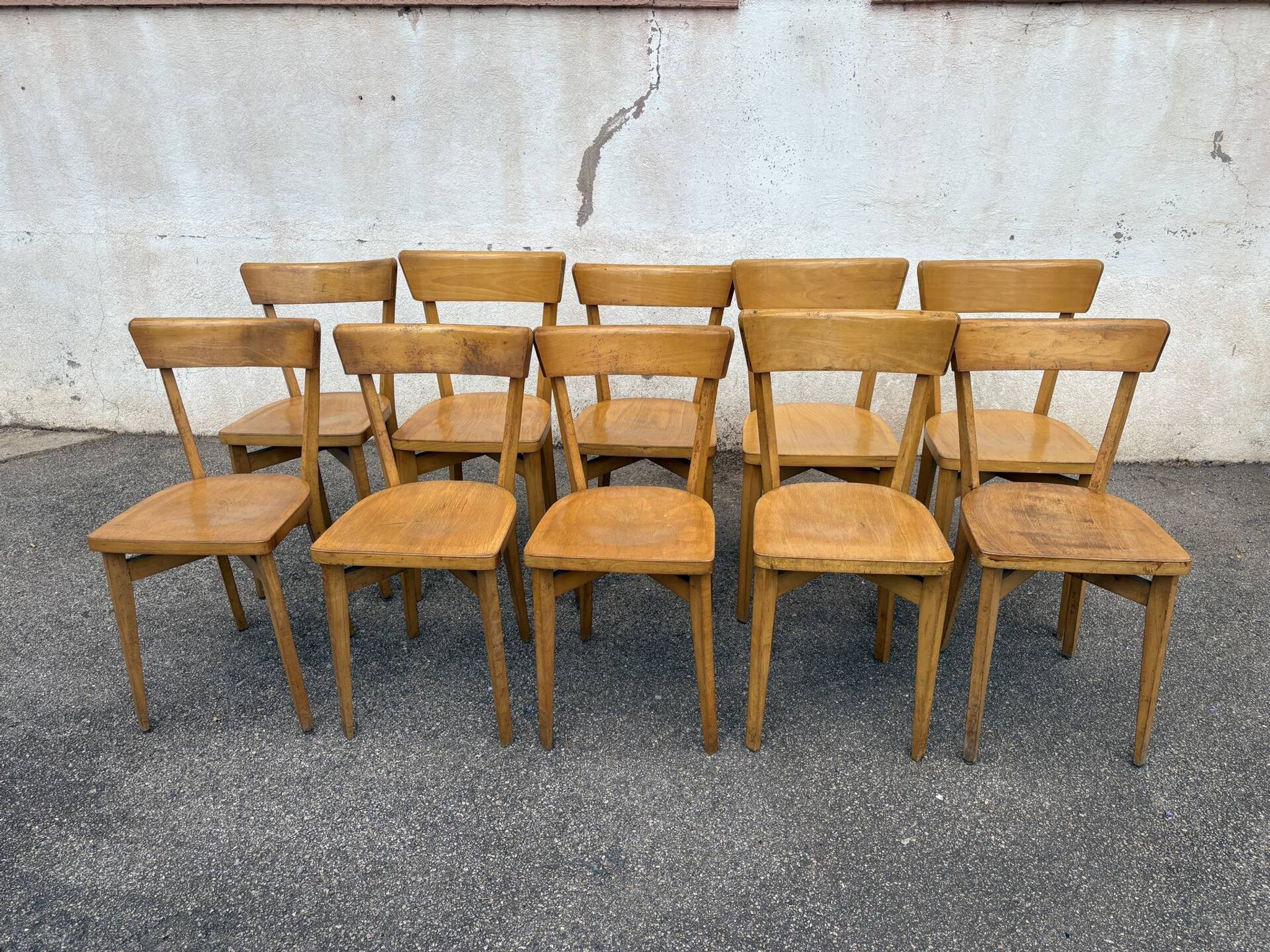 Set of 10 bistro chairs with crossbars