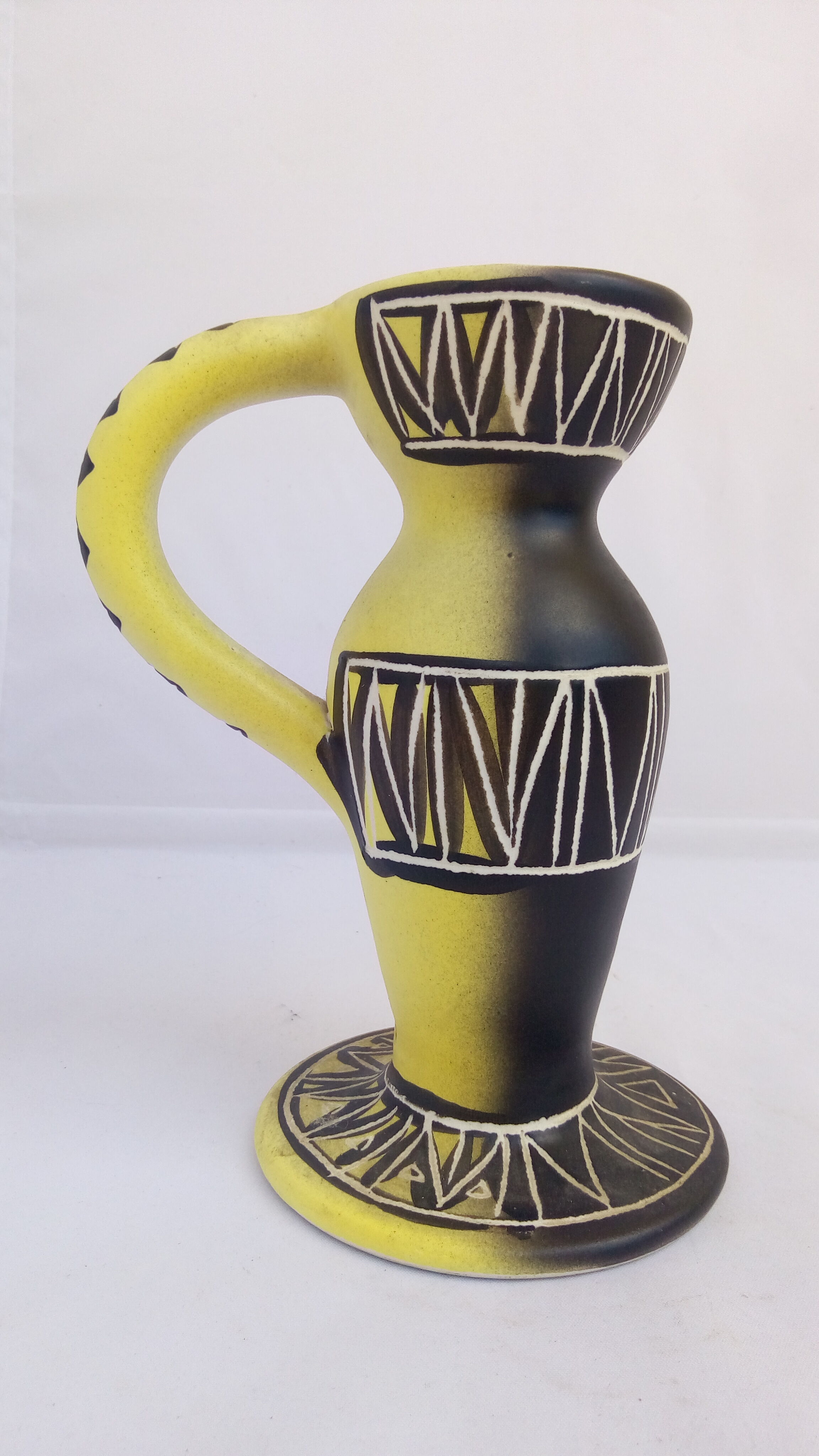 50s black and yellow Vallauris candlestick