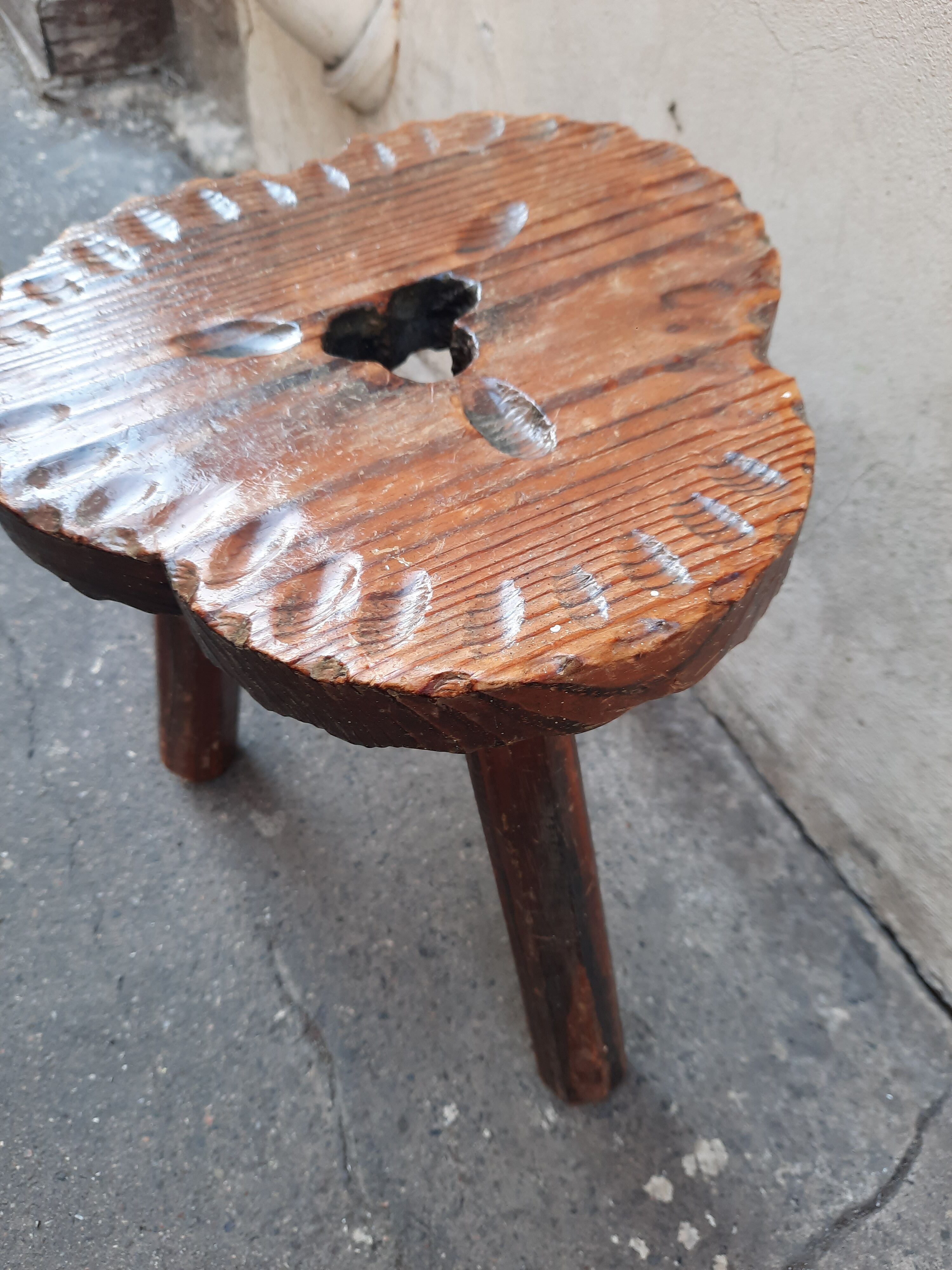 Wooden tripod stool