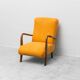 Scandinavian vintage armchair in orange fabric and wood, 1960s modernism