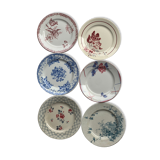 6 Antique earthenware dessert plates, matching patterns