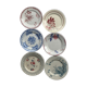6 Antique earthenware dessert plates, matching patterns