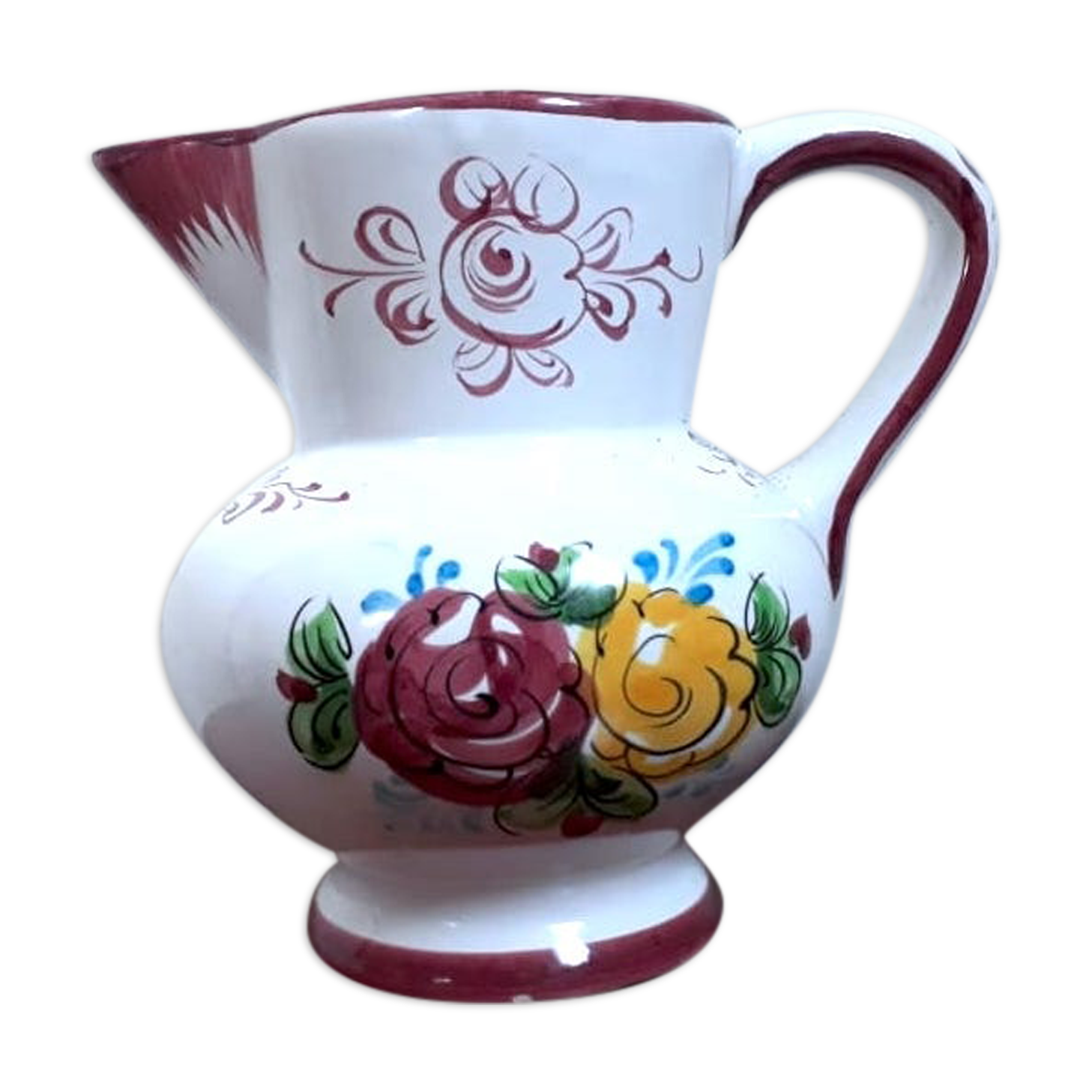 Pitcher alcobaça portugal with flowers