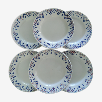 Six gien opaque porcelain flat plates