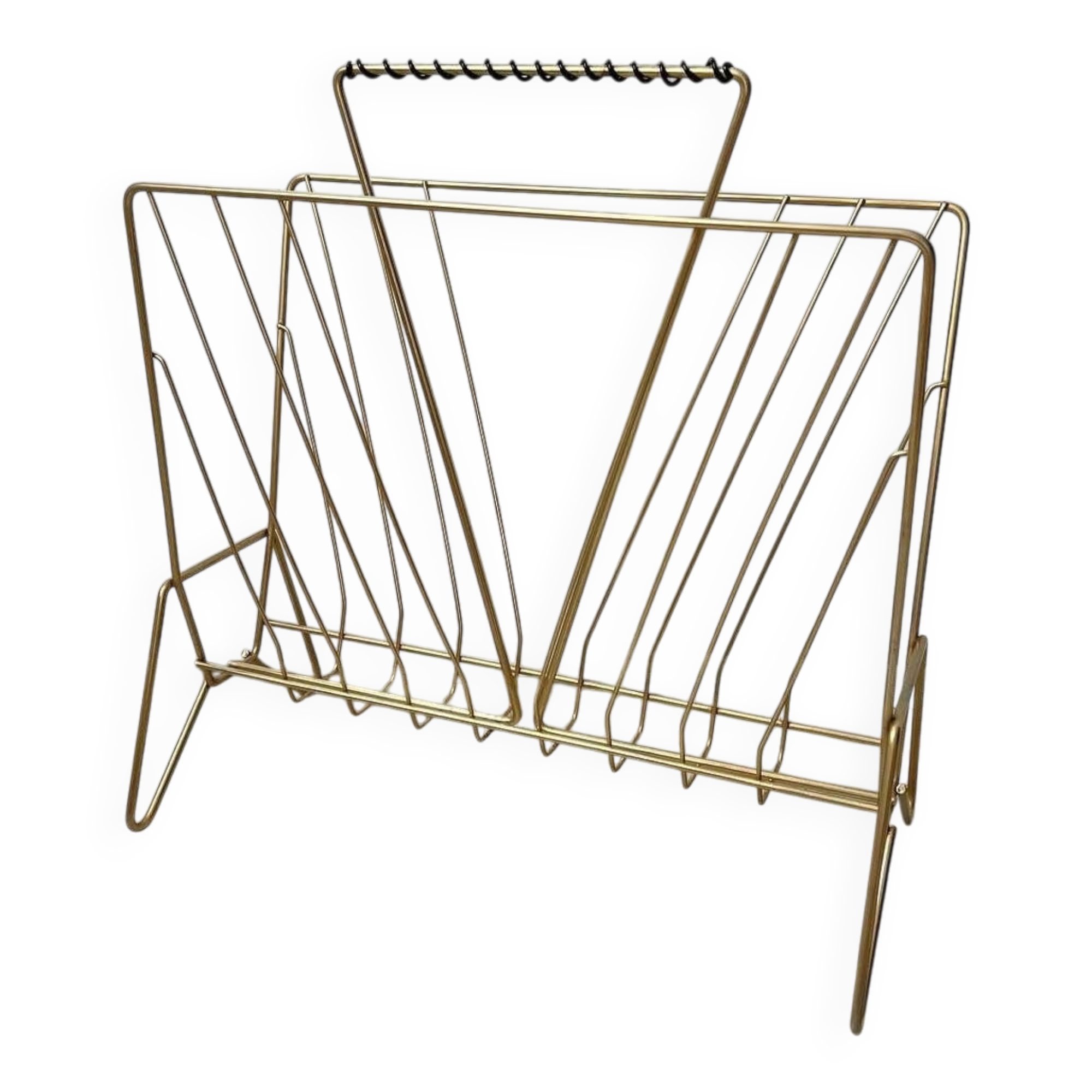 Vintage gold metal magazine rack