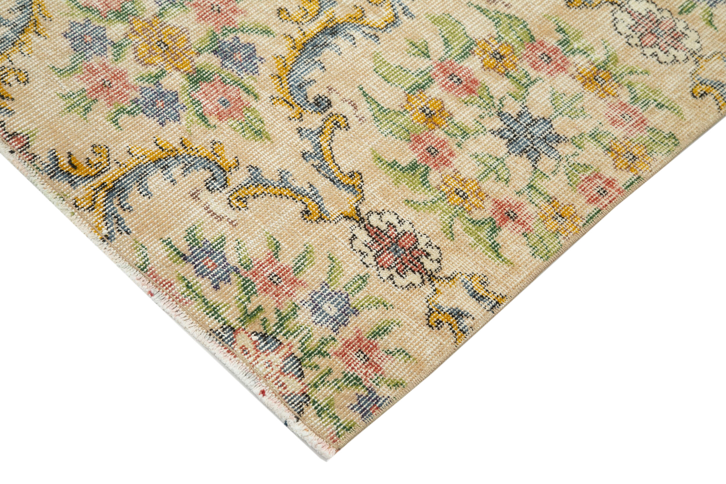 Oriental handmade rustic 1970s beige carpet 161 cm x 267 cm