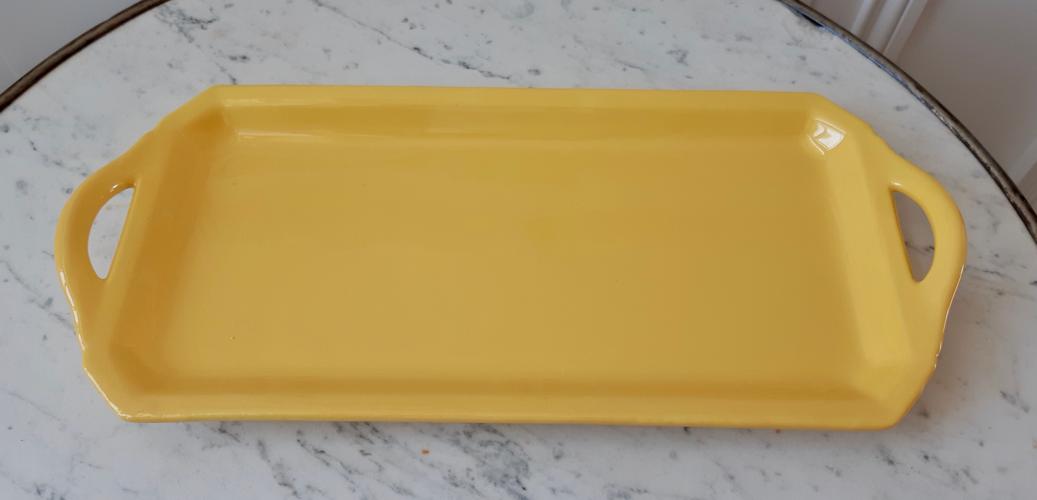 Yellow cake dish HBCM Creil and Montereau 50s