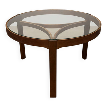 table basse scandinave en teck et verre