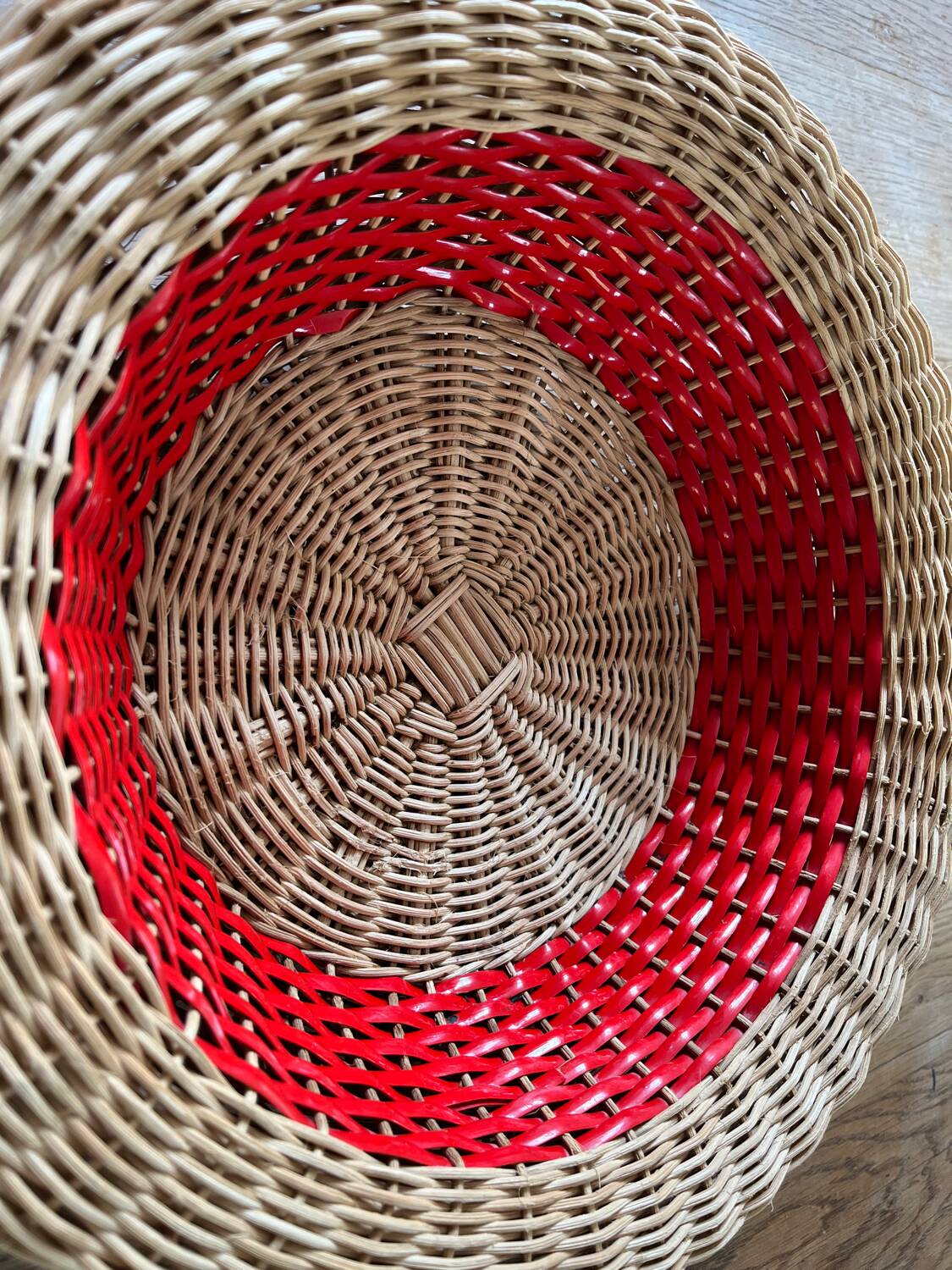 Rattan basket with red trim