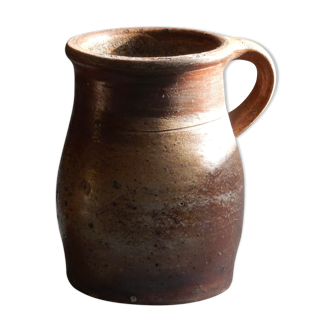 Brown terracotta milk pot / French antique farm / Artisan pottery