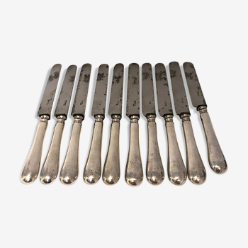 Set de 10 couteaux brasserie parisienne en métal argentés, 1960