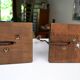 Pair of Art Deco lamps in solid mahogany