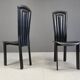 Vintage black leather dining chairs, set of 4, 1980s