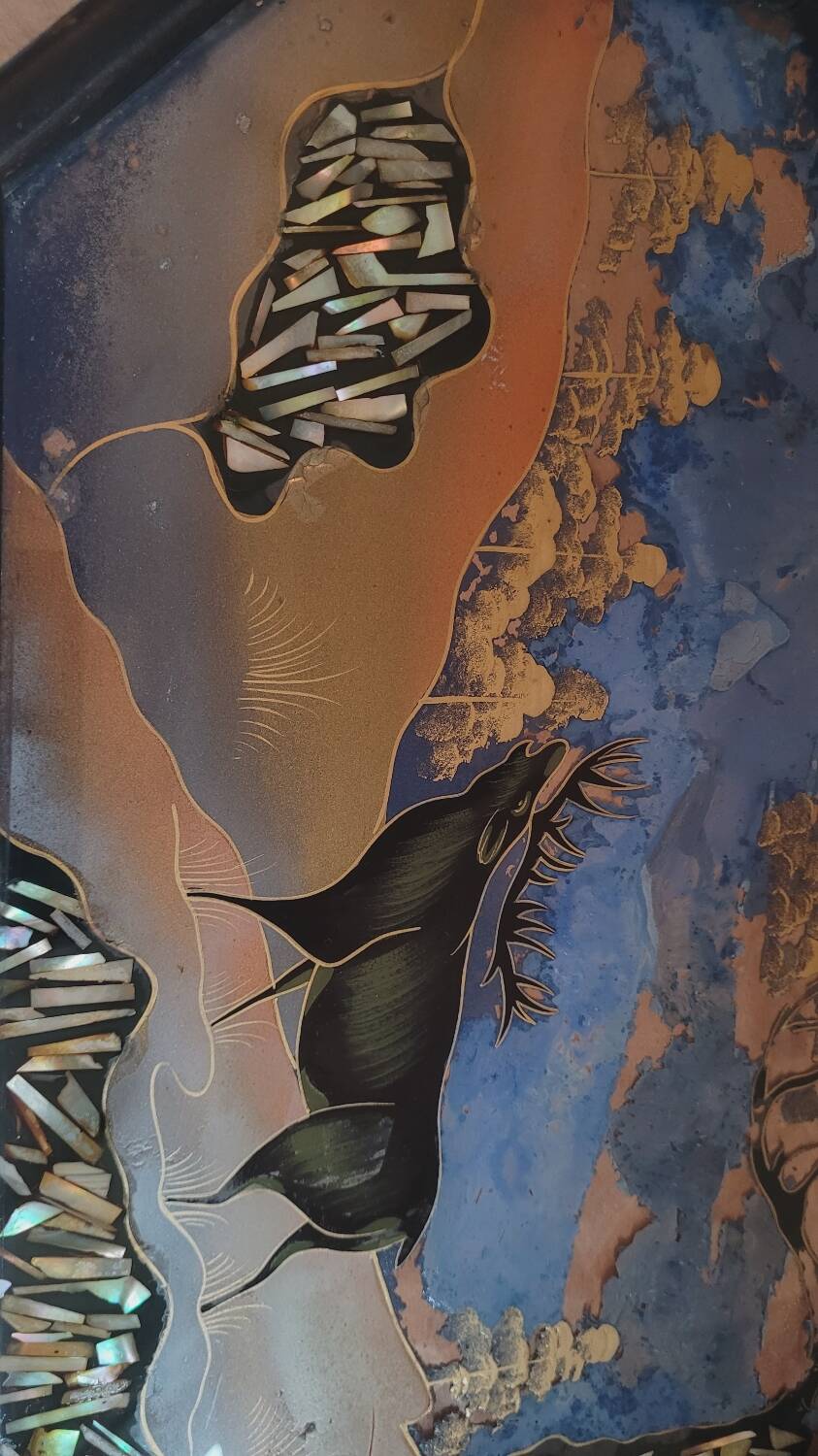 Painted glass tray 1930