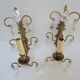 Pair of wall lamps patinated gilded bronze and early twentieth century glass grapevines