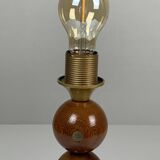 Lampe de table boule en bois commémorative fabriquée à la main, pays-bas, 1976