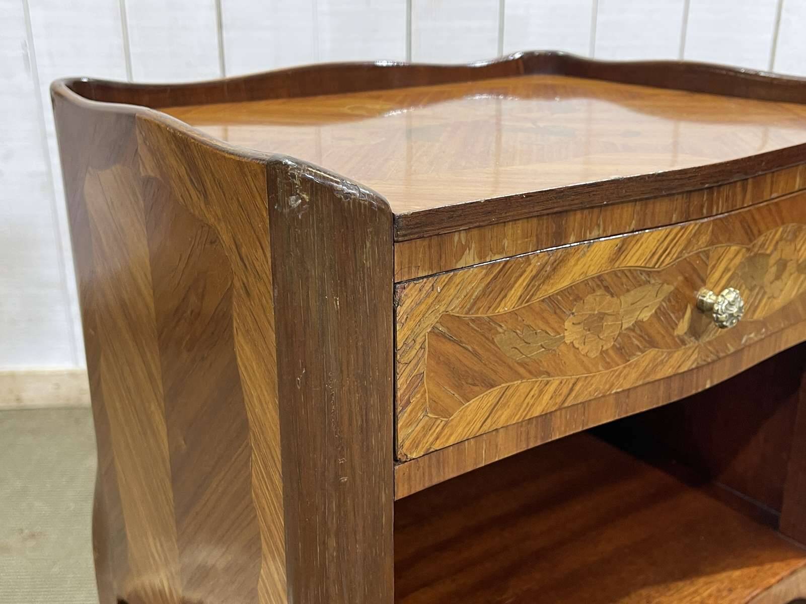 Louis XV style bedside table in rosewood and oak from the 1970s.