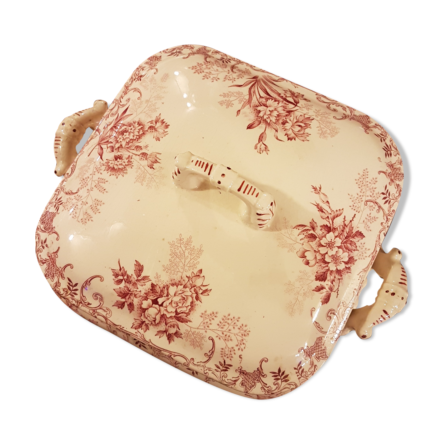 Soupière légumier en faïence à décor de fleur Choisy