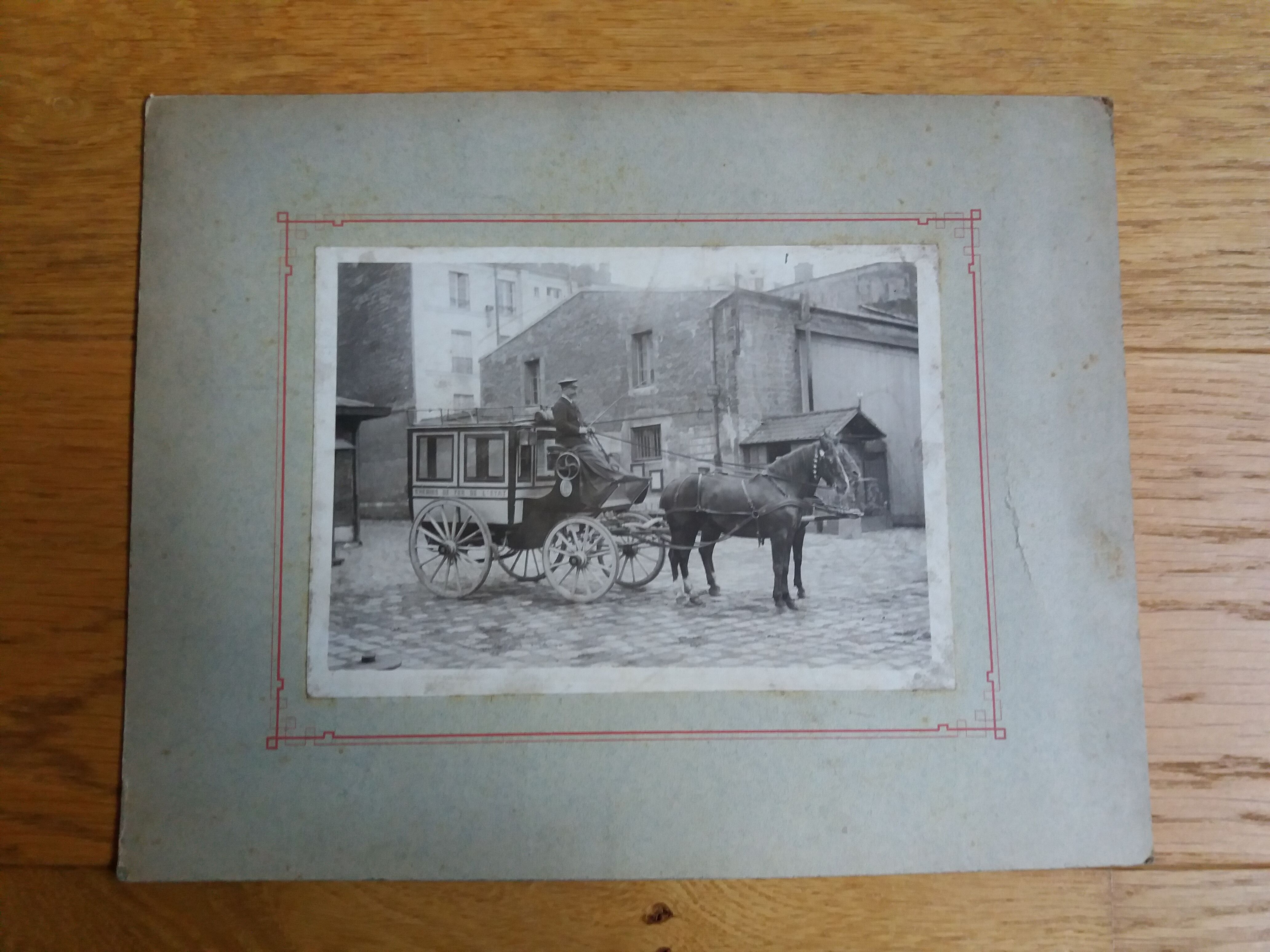 Old photograph 1900 stagecoach, coachman and horses, State Railways