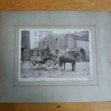 Old photograph 1900 stagecoach, coachman and horses, State Railways