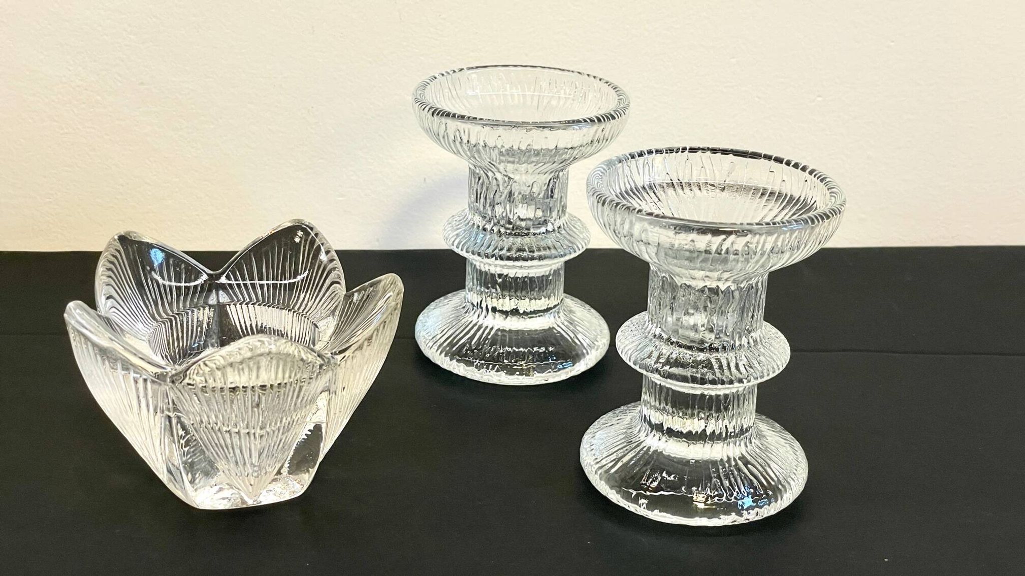 Vintage-style crystal candlesticks in the style of LITTLA