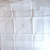 Set of 8 satin damask tablecloths, 19th, monogrammed "BG"