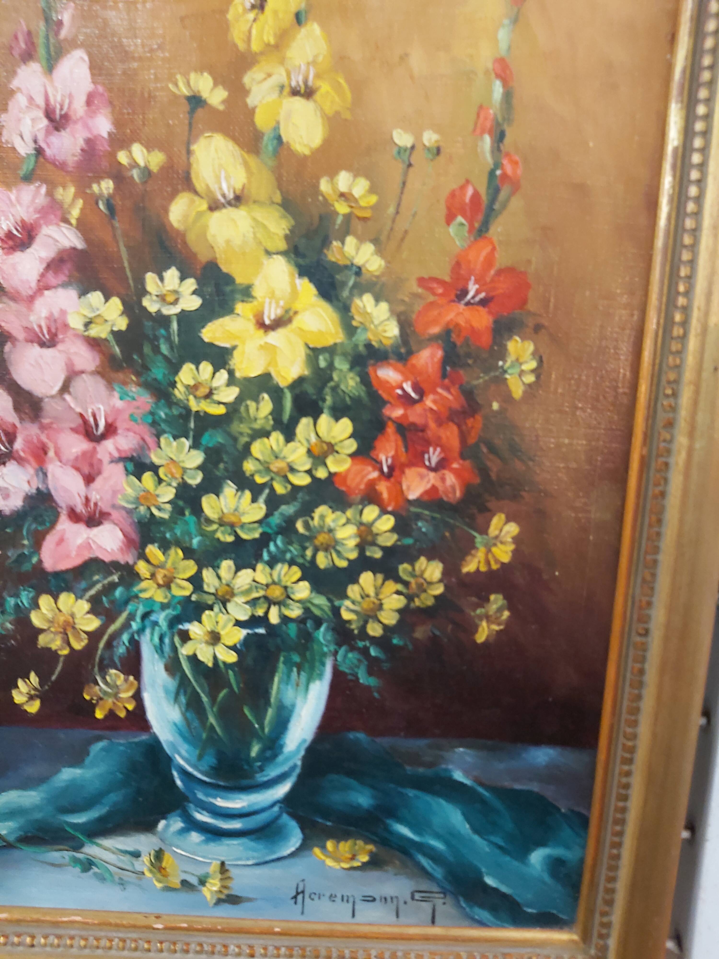 Oil on canvas bouquet of flowers