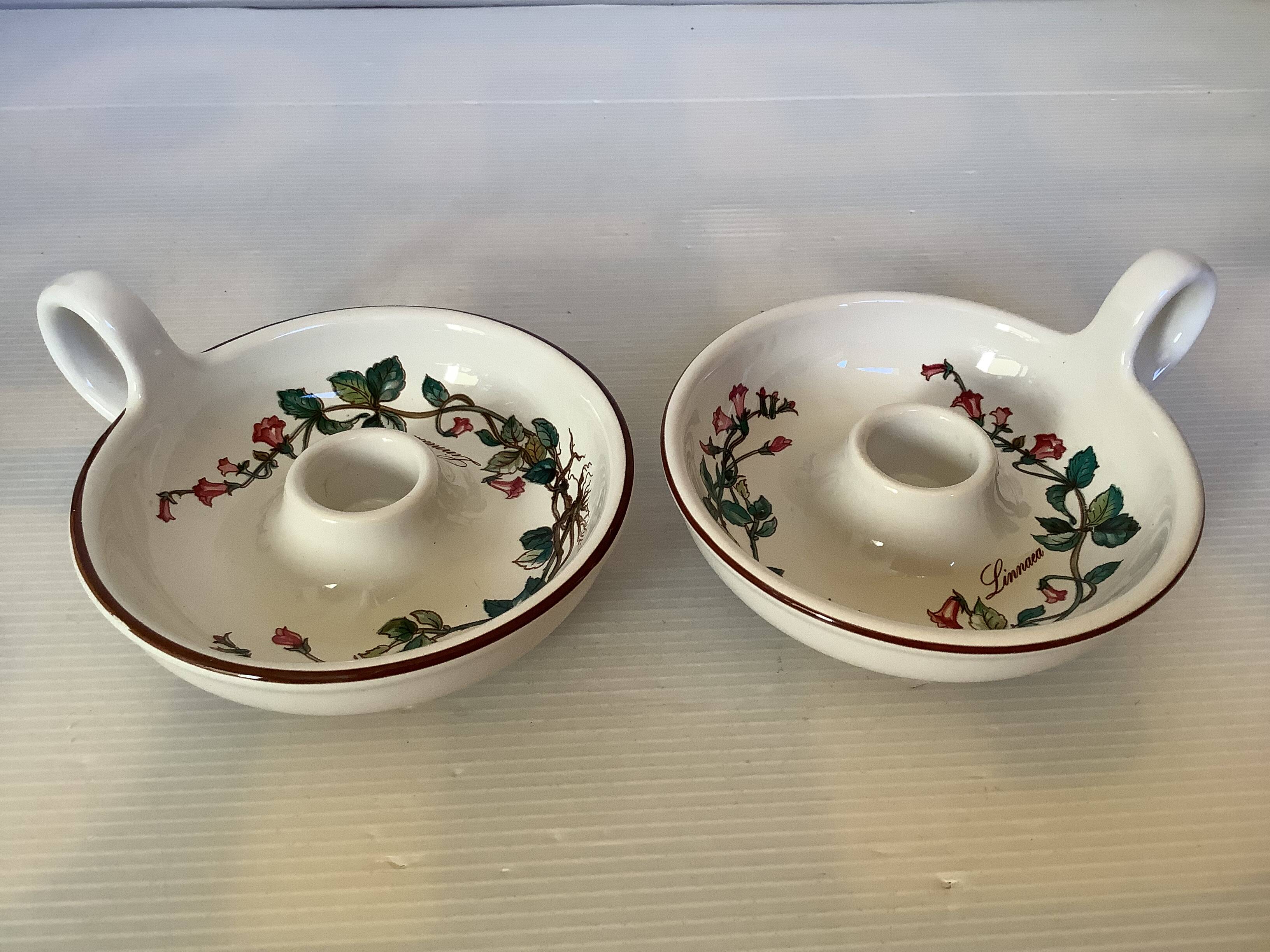 Pair of botanical flower candlesticks Villeroy and Boch