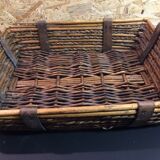 Wooden handles wicker basket