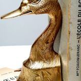 Serre-livres canard en laiton ciselé