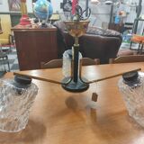 Vintage 70s chandelier with 3 clear glass globes