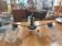 Vintage 70s chandelier with 3 clear glass globes