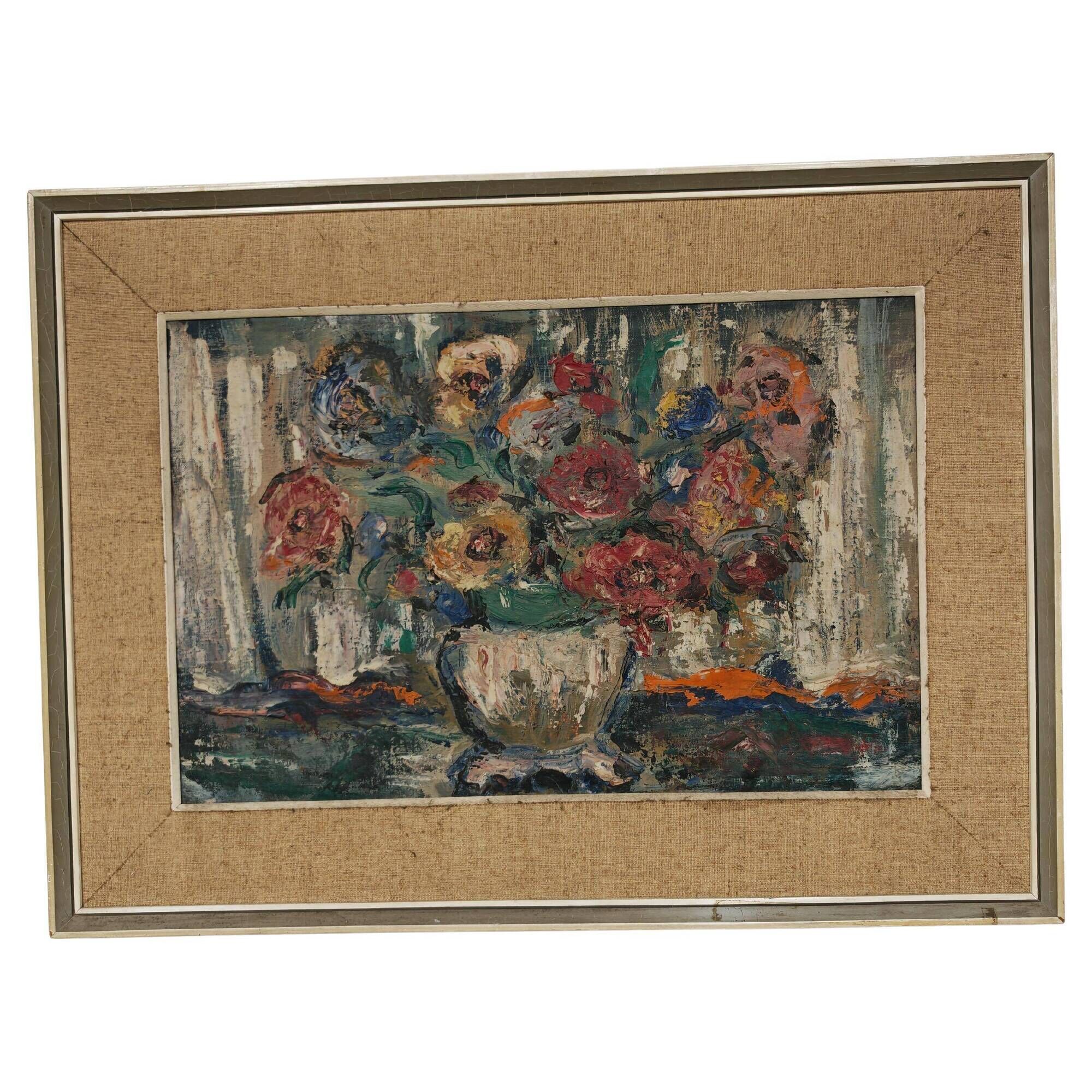 Modernist oil on canvas 'Flowers' by Branislava Modelska-Jovanovic