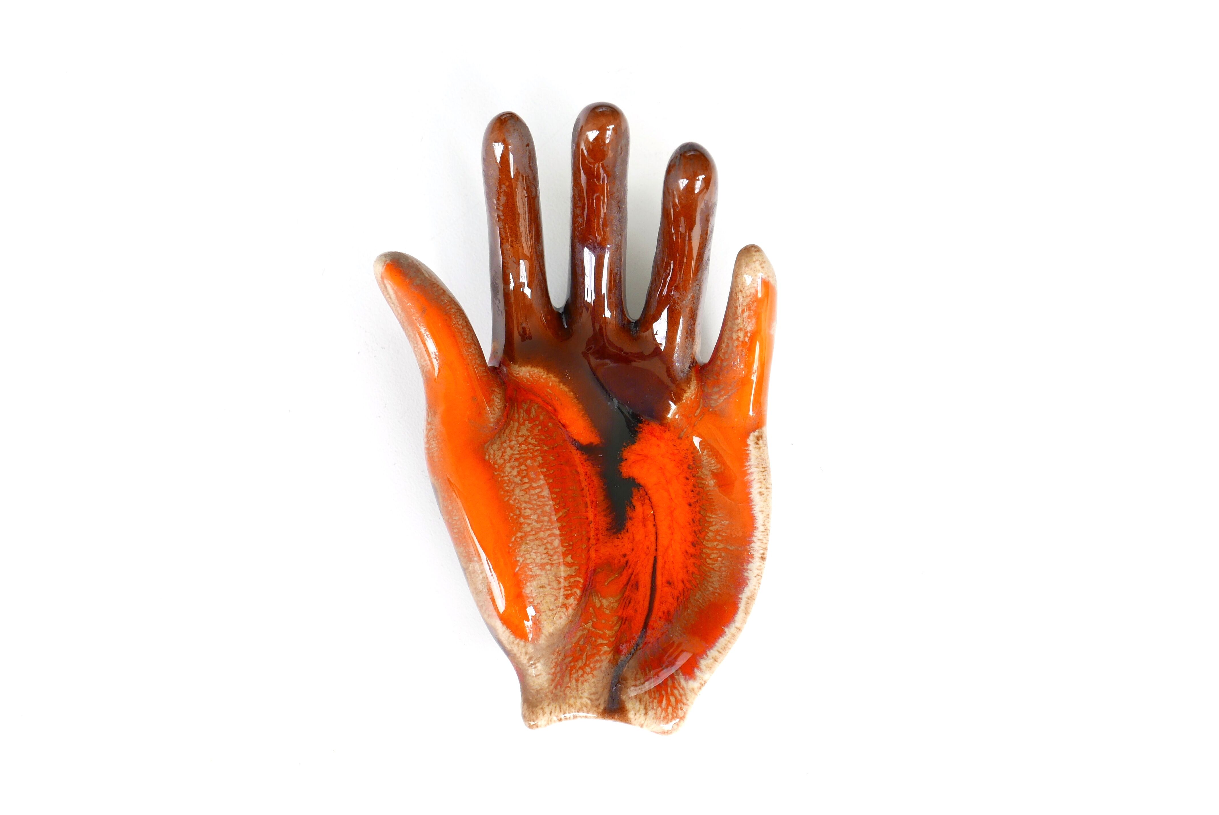 Hand vacuum Pocket ceramic Orange Vallauris, years 70