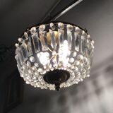 Lustre corbeille cristal et laiton