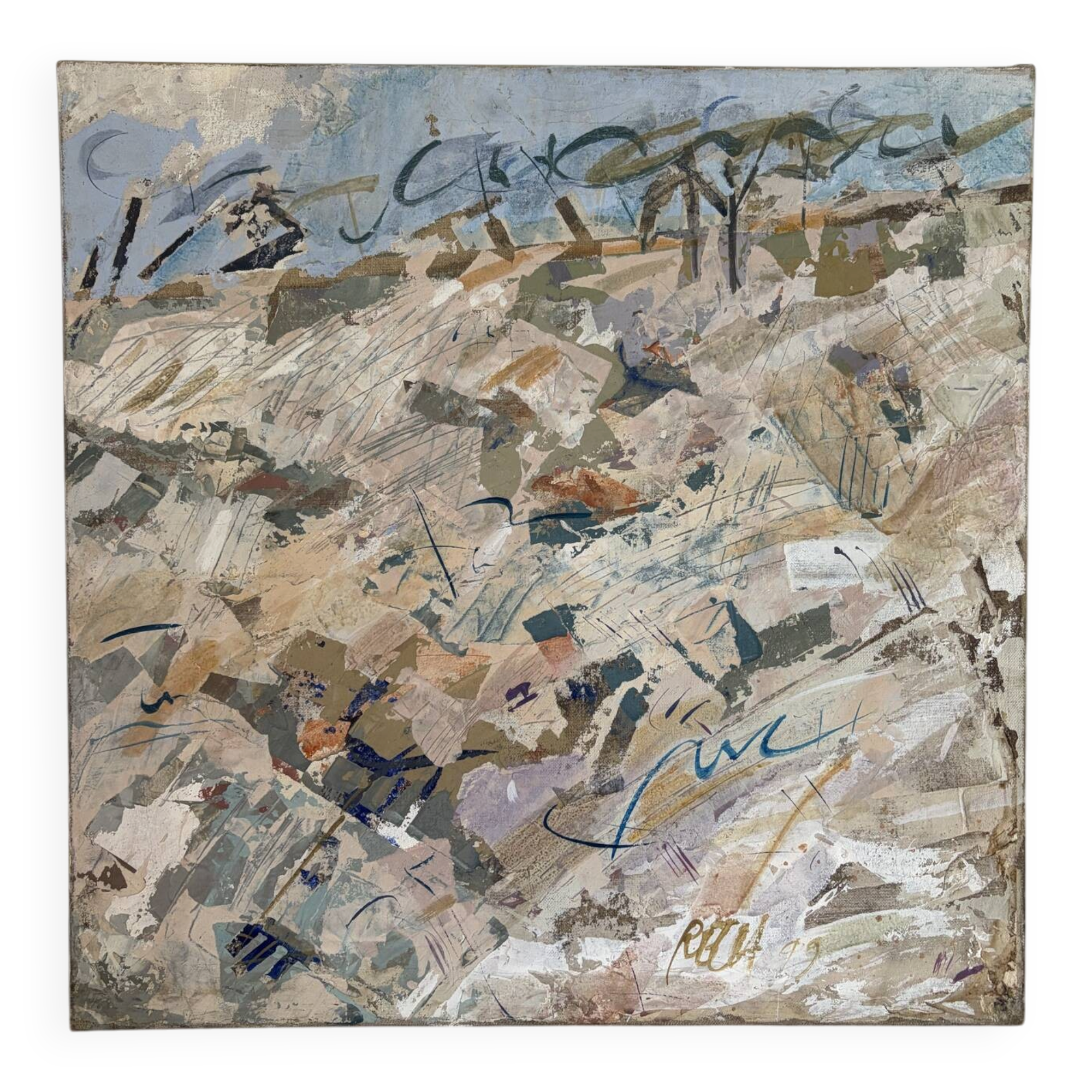 Tableau abstrait - Les Champs, technique mixte